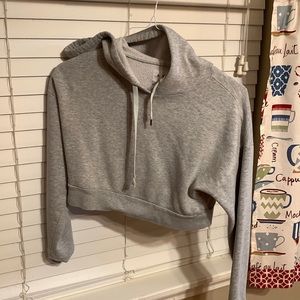 Gray mini crop top hoodie